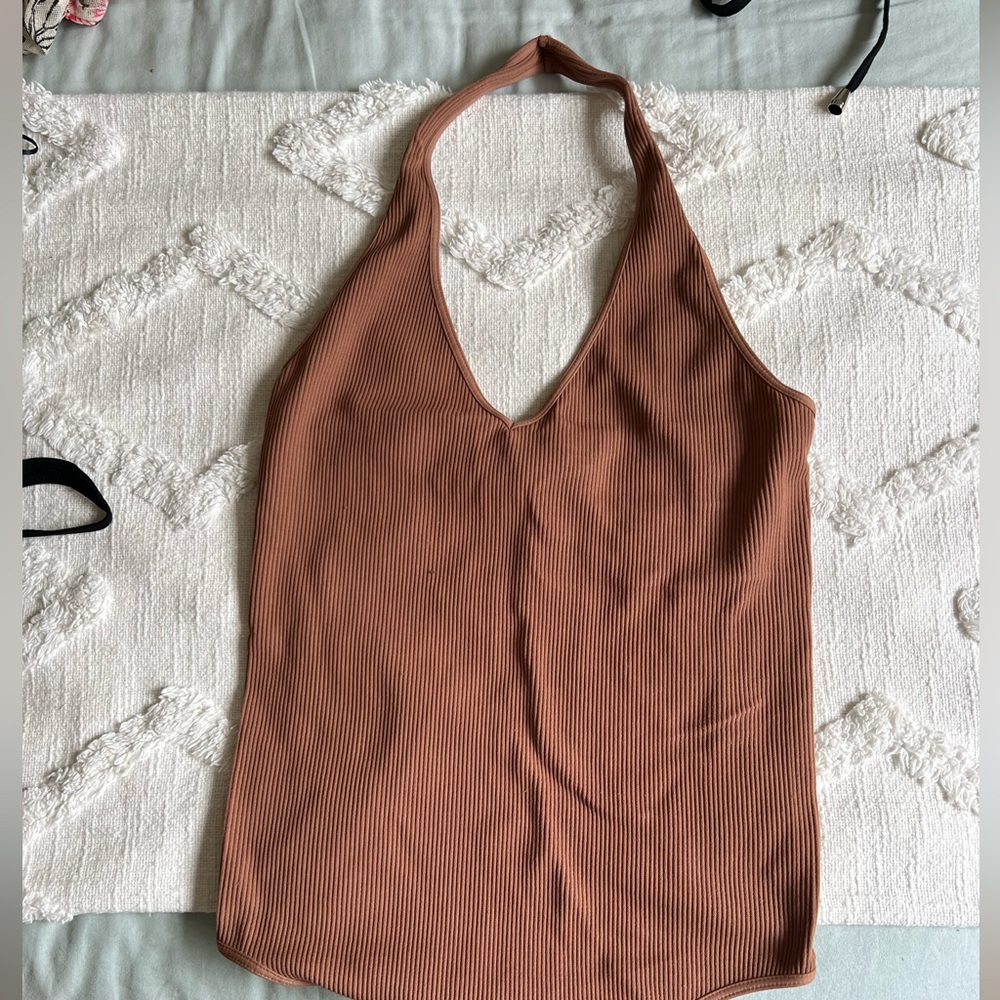 NikiBiki halter bodysuit in tan
